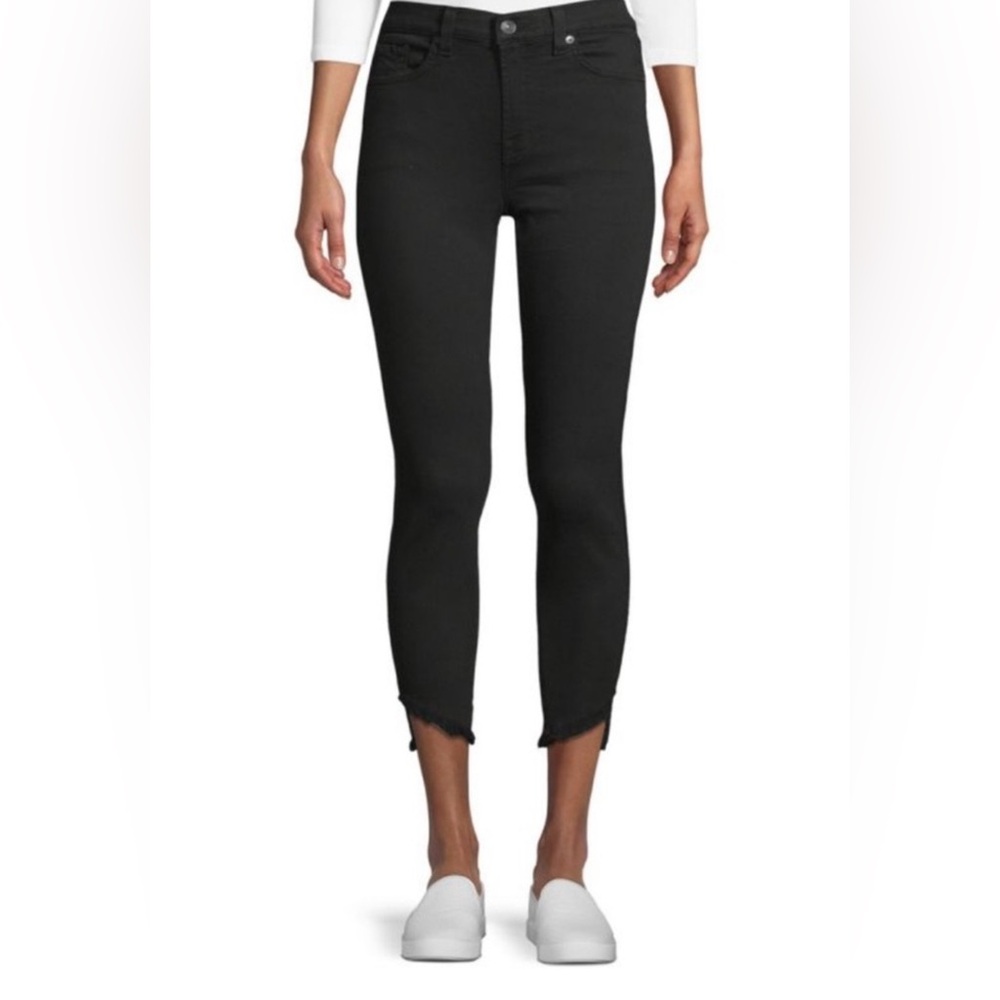 7 For All Mankind High Waist Ankle Gwenevere Black Frayed Cuff 31